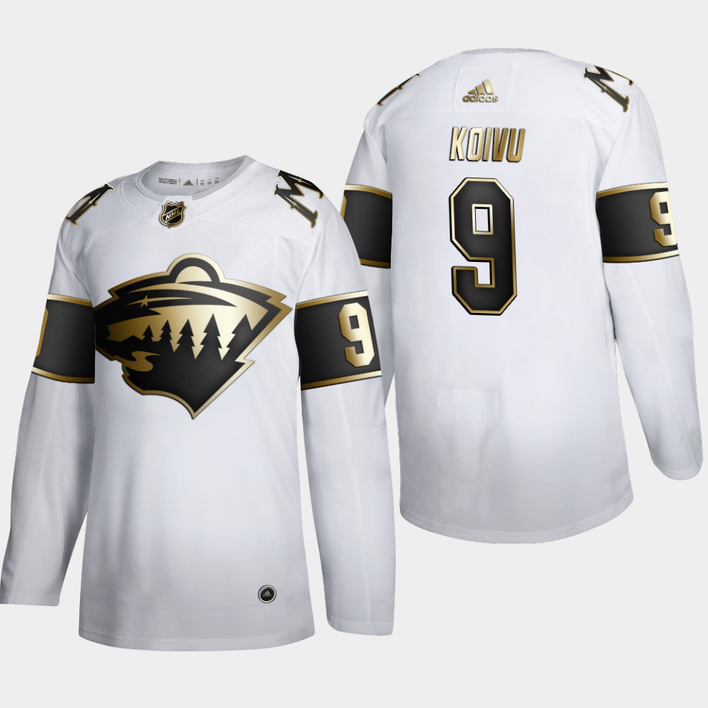 Cheap Minnesota Wild 9 Mikko Koivu Men Adidas White Golden Edition Limited Stitched NHL Jersey